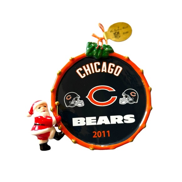 Danbury Mint Ornament Chicago Bears Christmas Drum 2011 Santa NFL Football Sport - Picture 1 of 11
